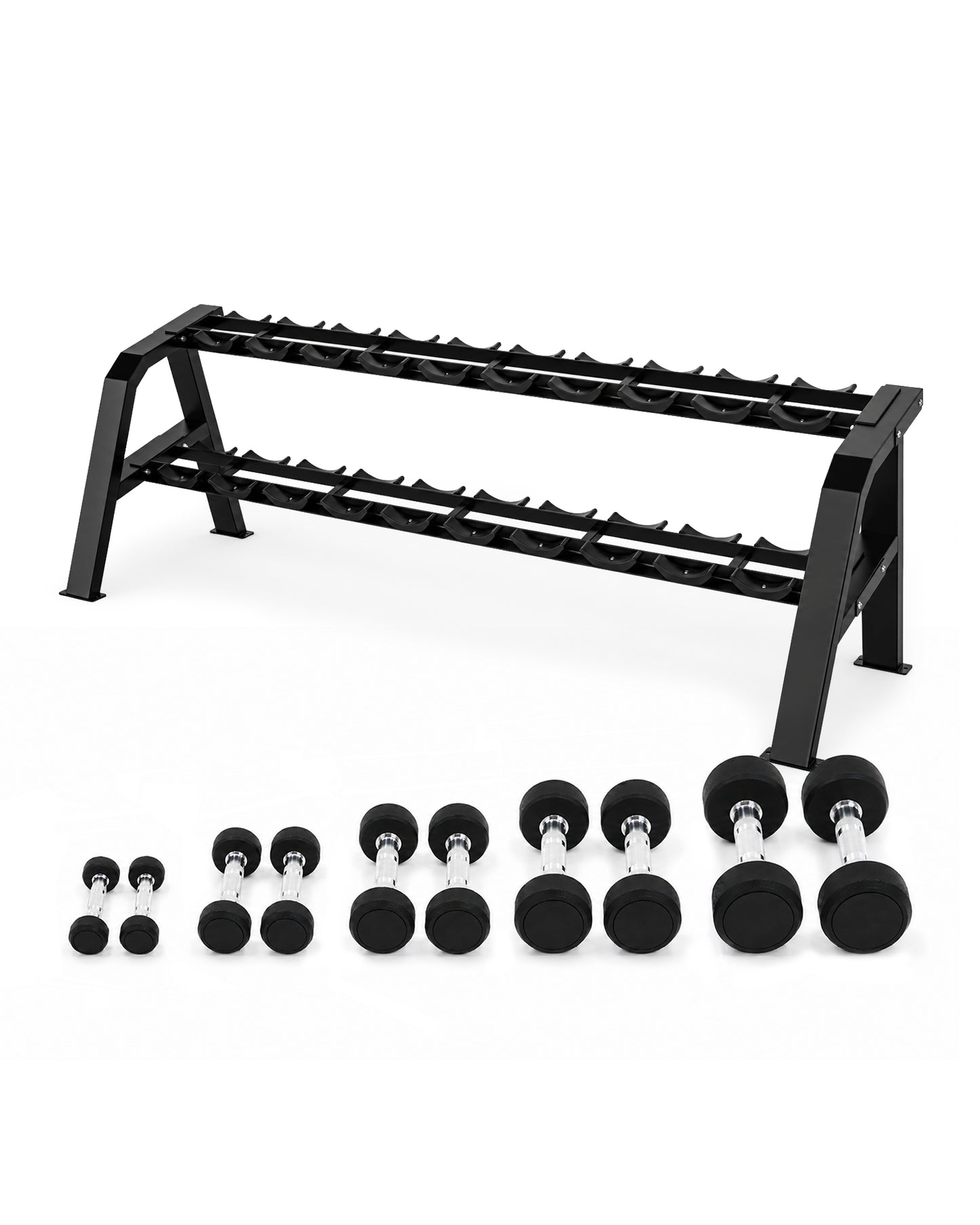 Zestaw Hantli Ogumowanych 2,5 kg – 25 kg ze Stojakiem na 10 par KRAUSE FITNESS