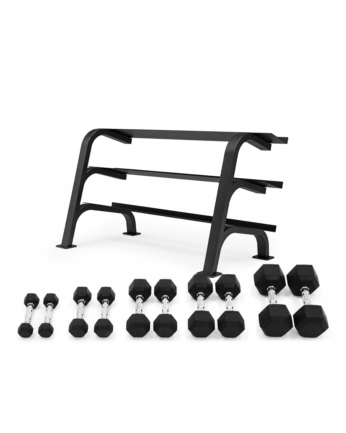 Zestaw Hantli Ogumowanych HEX 2,5 kg – 30 kg ze Stojakiem na 12 par KRAUSE FITNESS