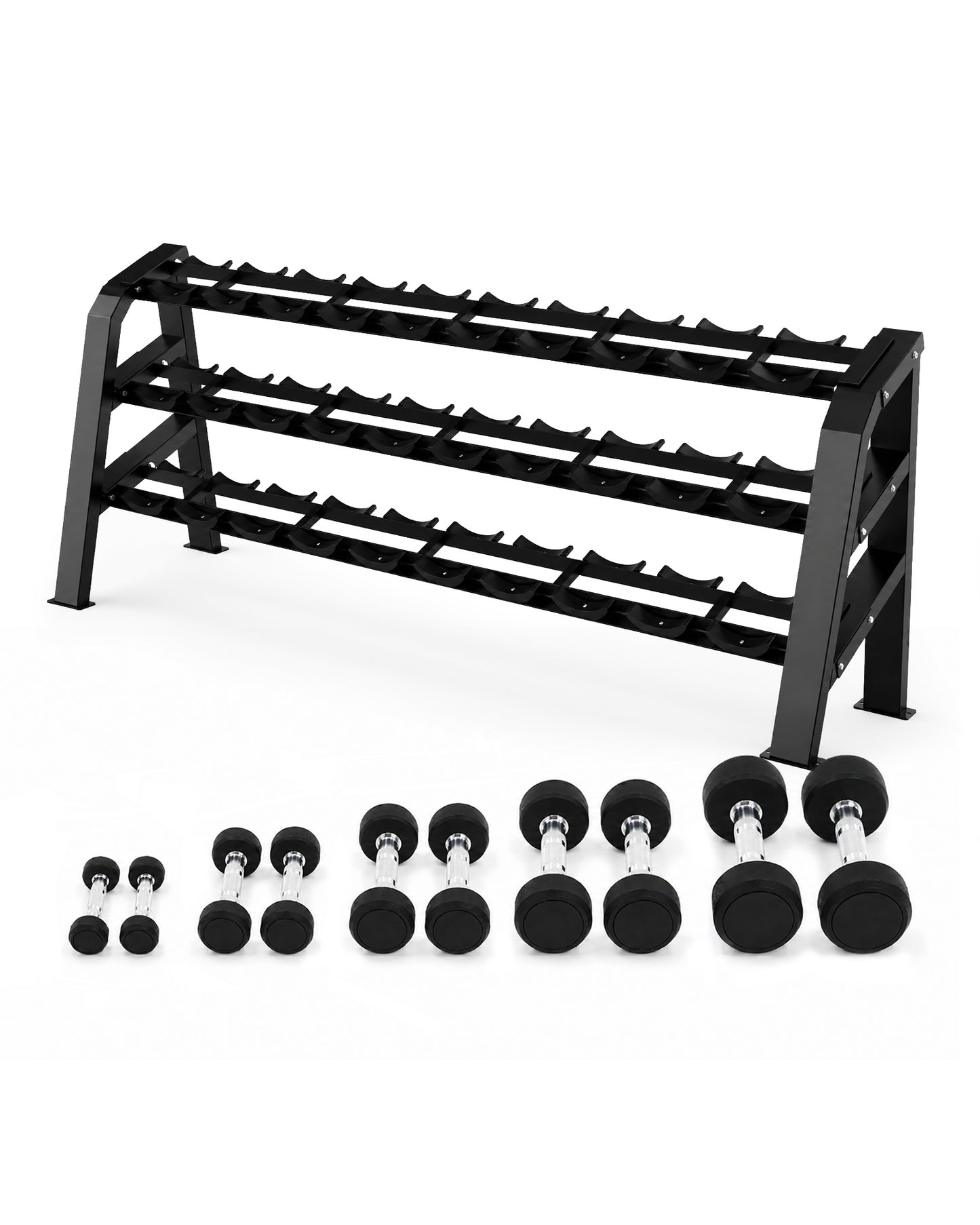Zestaw Hantli Ogumowanych 2,5 kg – 37,5 kg ze Stojakiem na 15 par KRAUSE FITNESS