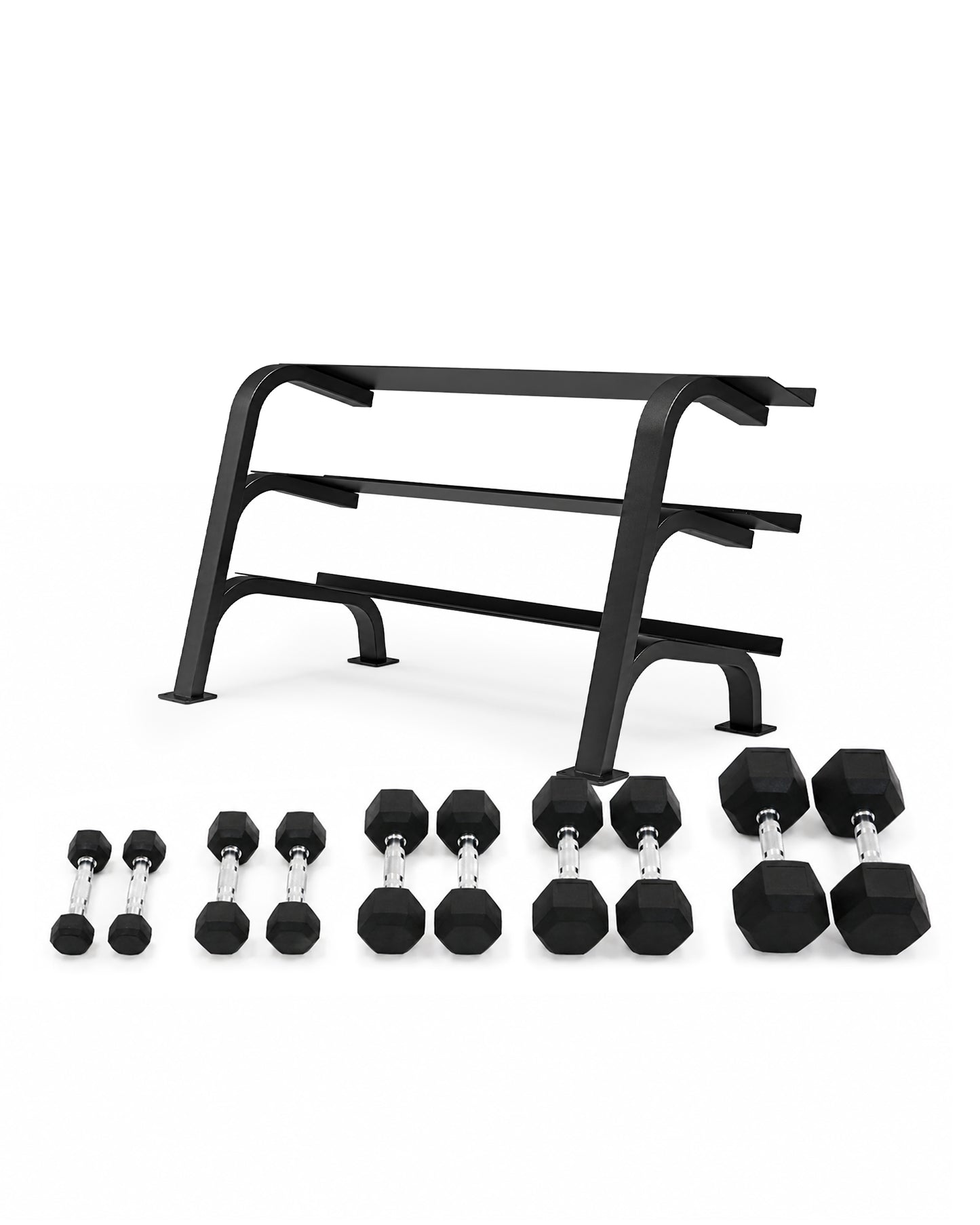 Zestaw Hantli Ogumowanych HEX 2,5 kg – 30 kg ze Stojakiem na 12 par KRAUSE FITNESS