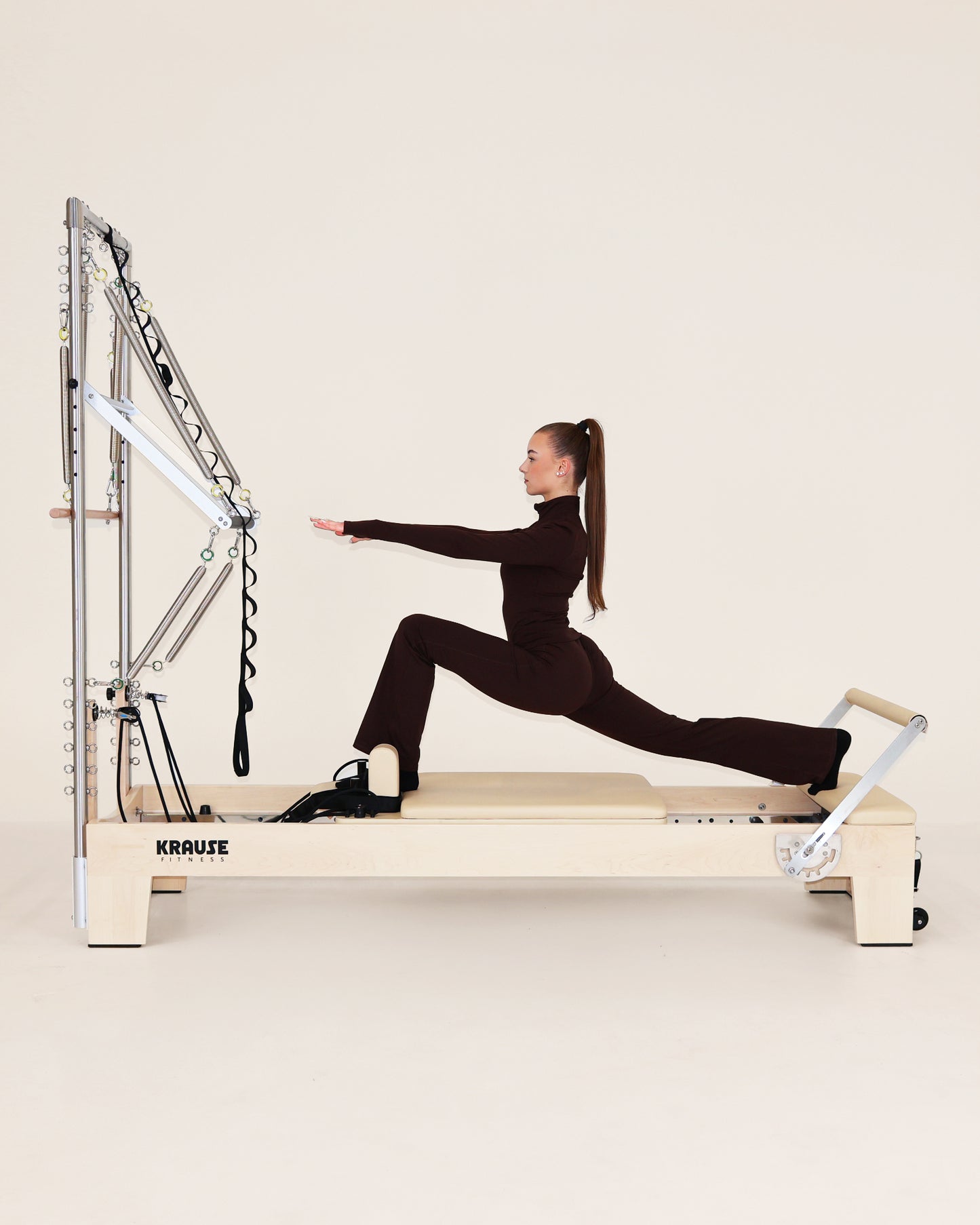 Dřevěný Reformer s Věží Béžový KRAUSE FITNESS